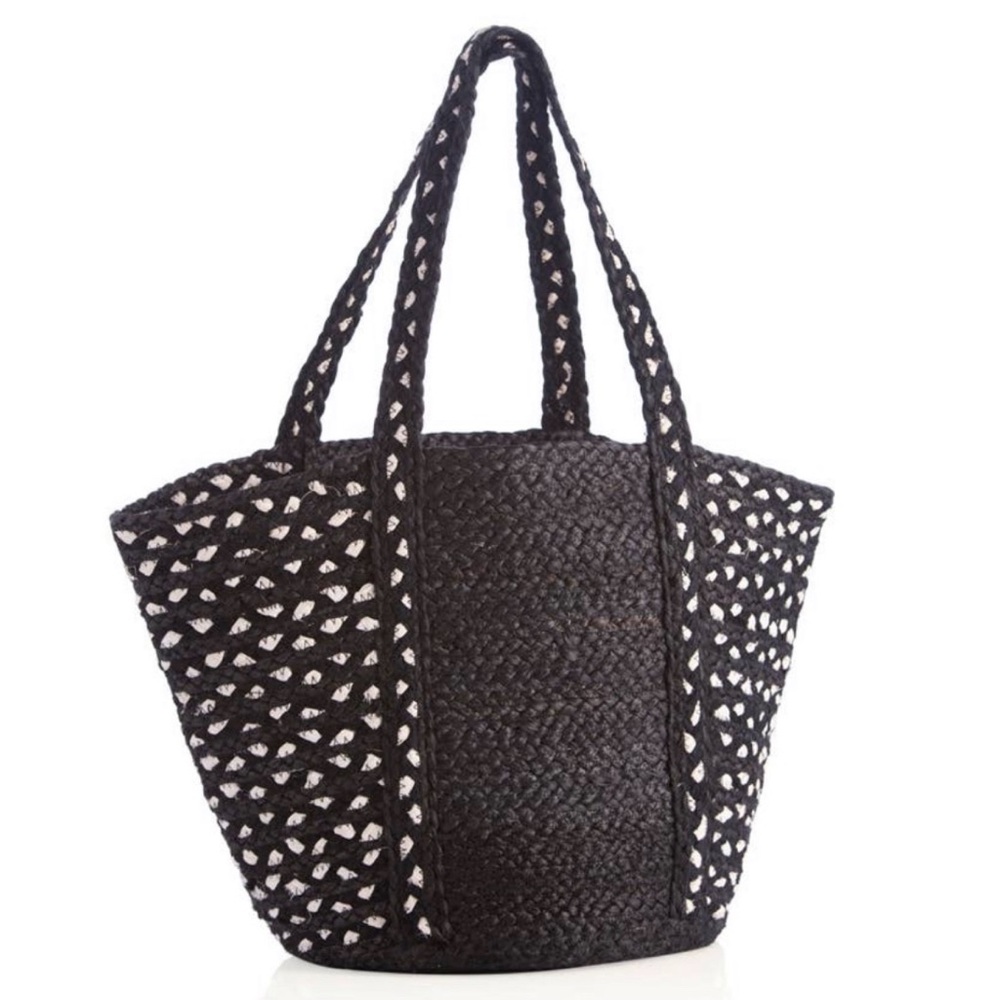 Shiraleah Bettina Black and White Woven Tote Bag